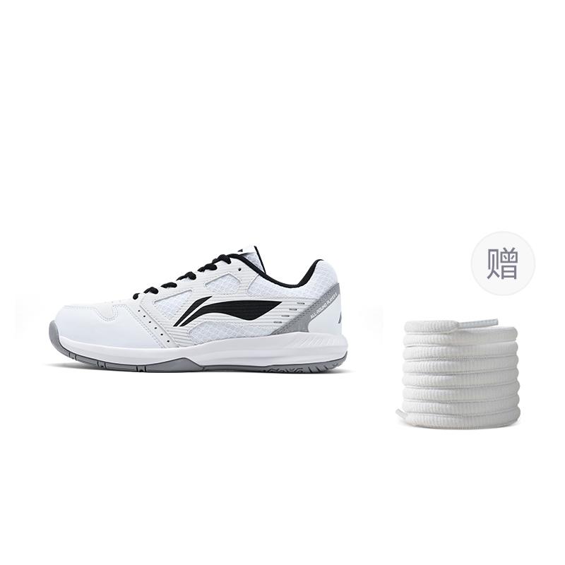 Li Ning Light Feather Slip Resistant Abrasion Resistant Low Top Badminton Shoes Unisex White Black AYTT035-4
