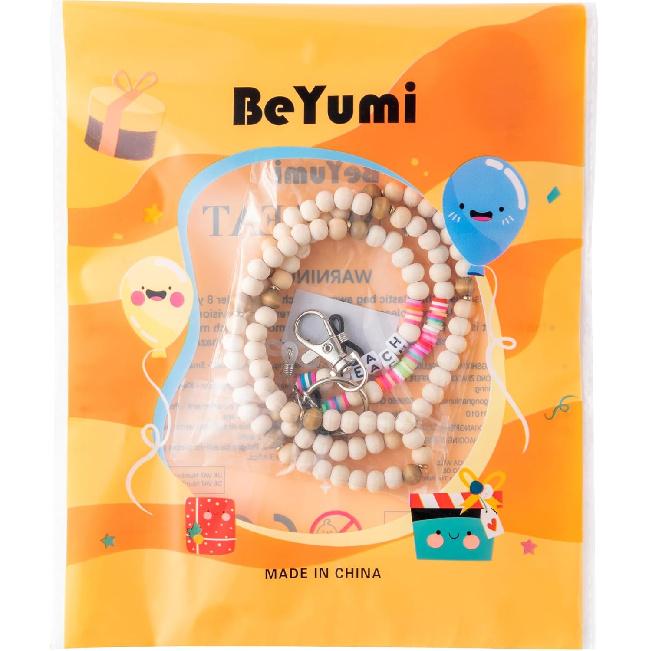 BeYumi 5Pcs Wooden Beaded Lanyards for ID Badges Women Teacher Lanyard with ID Holder School Work Female Accessories Gift