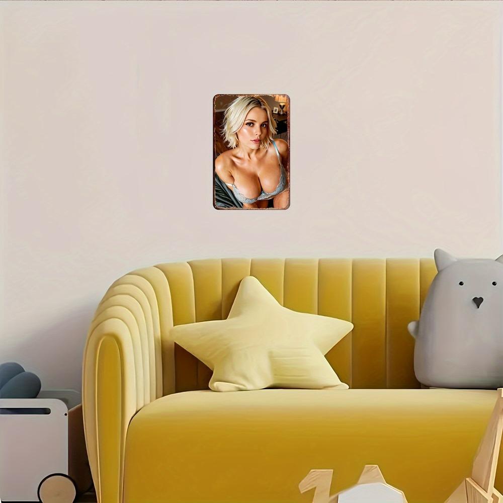 Vintage 8x12" Aluminiumschild: Bikini-Mädchen Stranddeko, Wasserdichte Wandkunst für Zuhause/Café, Geschenk