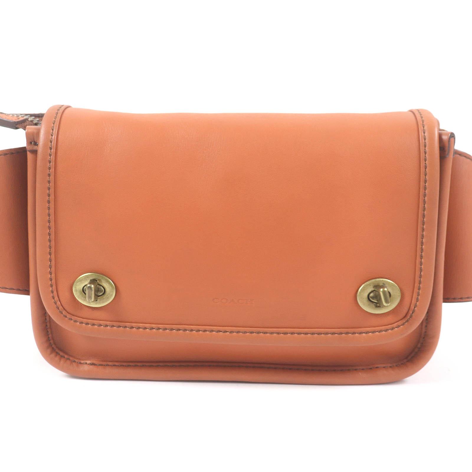Great COACH Sling bag Turnlock All Leather Waist Bag Brown leather mens 70722 Used