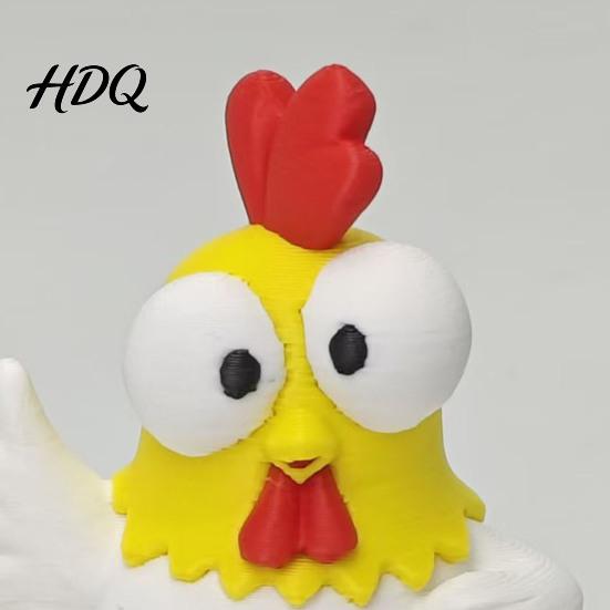 Desktop Stress Reliever 3D Printed Cartoon Rooster Figurine Mini Big-Eyed Cute Animal