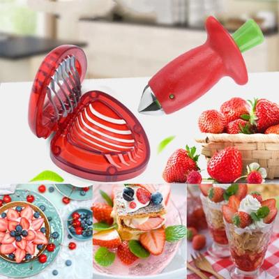 Kitchen Fruit Tools Strawberry Slicer Strawberry Corer Strawberry Peeler Stem Remover Creative Melon and Fruit Slicer