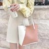 Women's Patchwork Leather Tote Bag Contrasting Color Shoulder Bag Pu Leather Women's Shopping Bag Casual Large Capacity