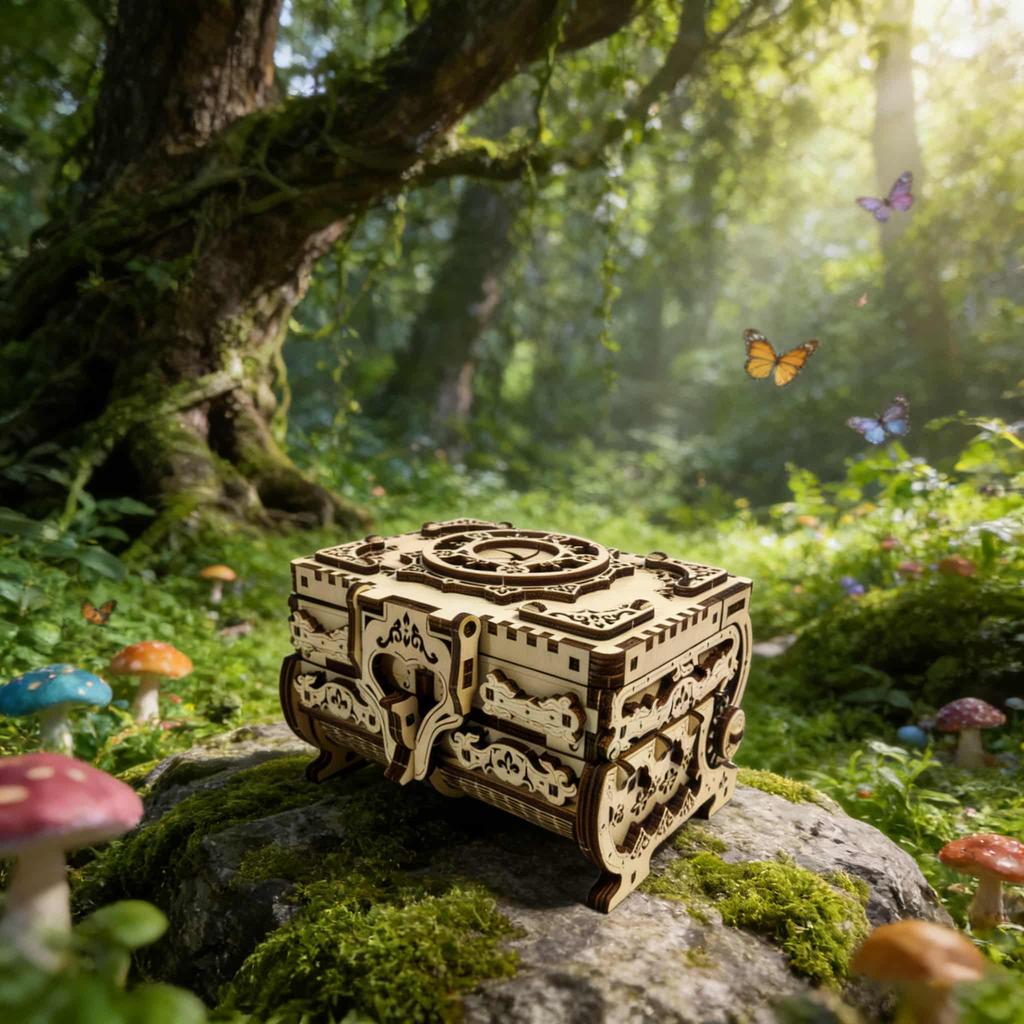 3D Wooden Music Box Puzzle Miniature : The Perfect Holiday Present Ideal for Halloween Christmas Plus Birthdays