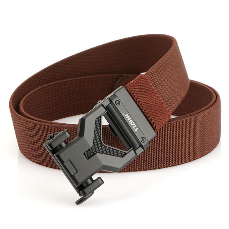 

High-end Non-porous Toothless Alloy Automatic Buckle Men s Elastic Waist Belt Hole-free All-matching Knitted 120cm коричневий
