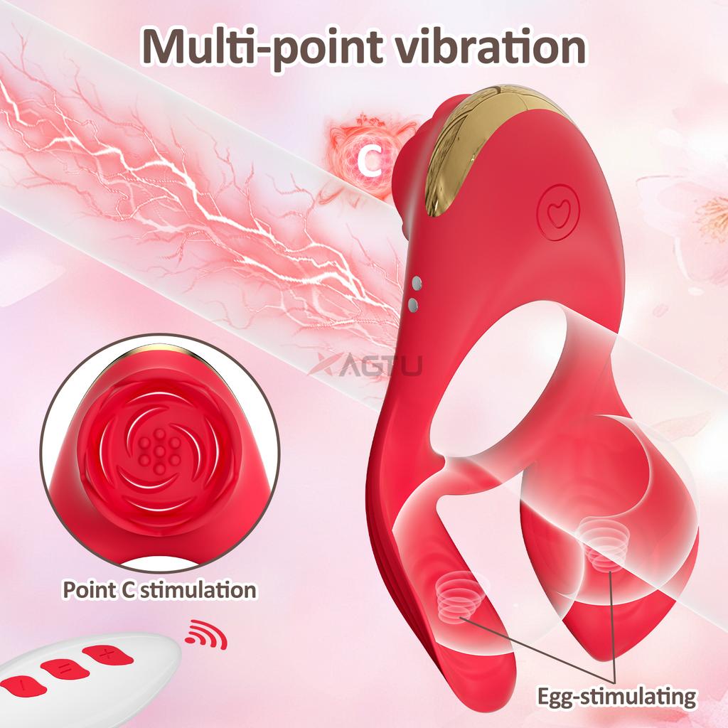 Remote Control Penis Cock Ring Vibrator for Men Delay Ejaculation Stimulator  Dick Enlarger Ring Rose Sex Toy for Men Couples