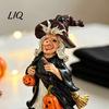 Vivid Witch Craft Collectibles Halloween Pumpkin Resin Figurine, Vintage Hand-Painted Ornament, Spooky Tabletop Decorative Figures Decor for