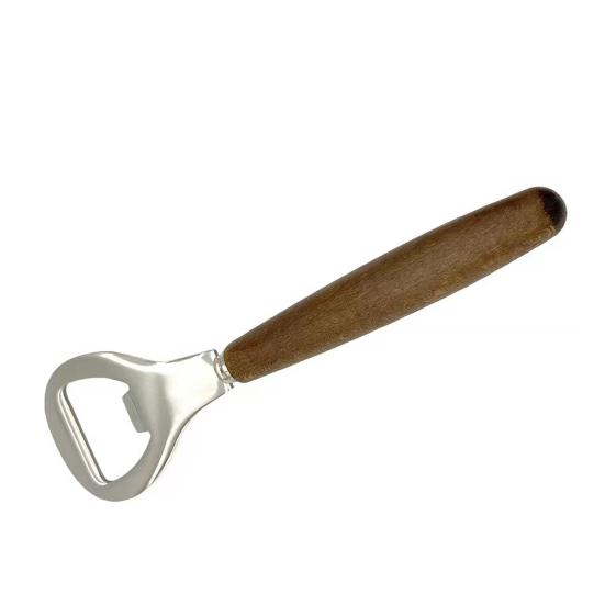 Beer Bottle Opener, Stainless Steel Cap Remover with Beech Wood Handle, Heavy Duty Opener for Kitchen Bar Camping Outdoor