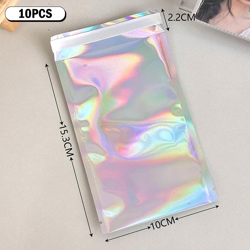 10Pcs Self-Sealing Laser Small Plastic Bags For Jewelry Pouch Jewelry Transparent Display Gift Packaging Storage Bag
