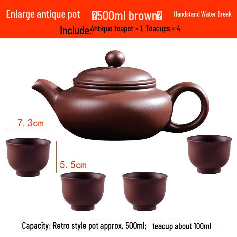 Yixing Large Capacity Purple Clay Teapot with Tea Cup Set for Home Use, Single Pot Kung Fu Tea Set.