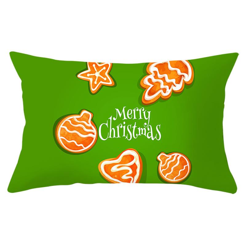 Green Series Christmas Peach Skin Printed Waist Pillowcase Square Sofa Pillowcase Office Pillowcase