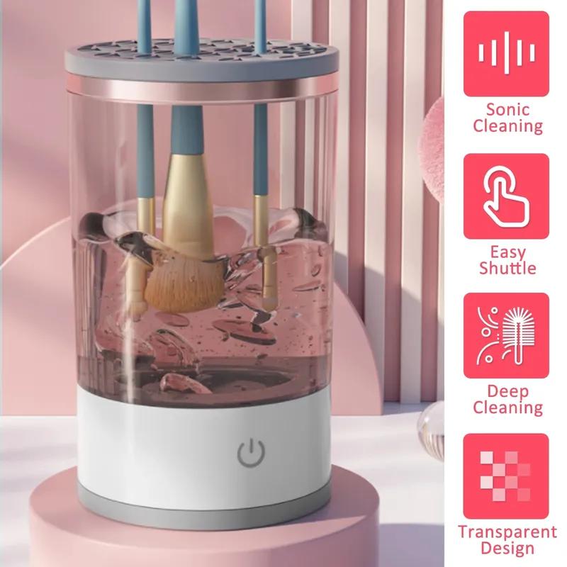 USB Plug Portable Electric Makeup Brush Cleaner with Rubber Makeup Machine Electric USB Quick Cleaner Cleaning Brush Collar Brus