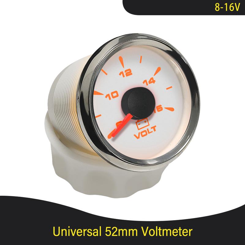 Boat Truck Universal 52mm 8-16V 18-32V Voltmeter Voltage Volt Gauge with 8 Colors Backlight for Motorcycle Vehicle Car