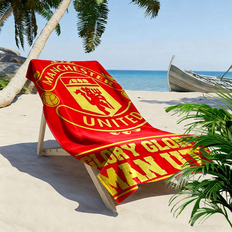 Round MUFC Rug Print Beach Towel, Large Soft Quick Dry Towel for Beach Camping Swimming