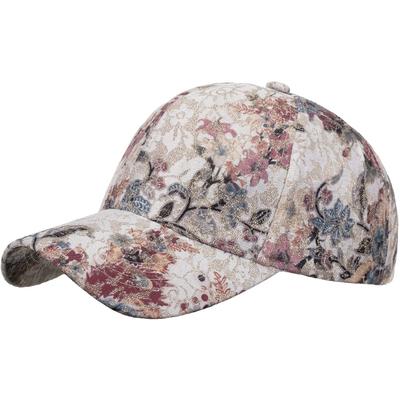 Floral CA670 [White Fang] Cap, Pattern, Glitter, Sports, Running, Outdoor, Women, Men, (Red)