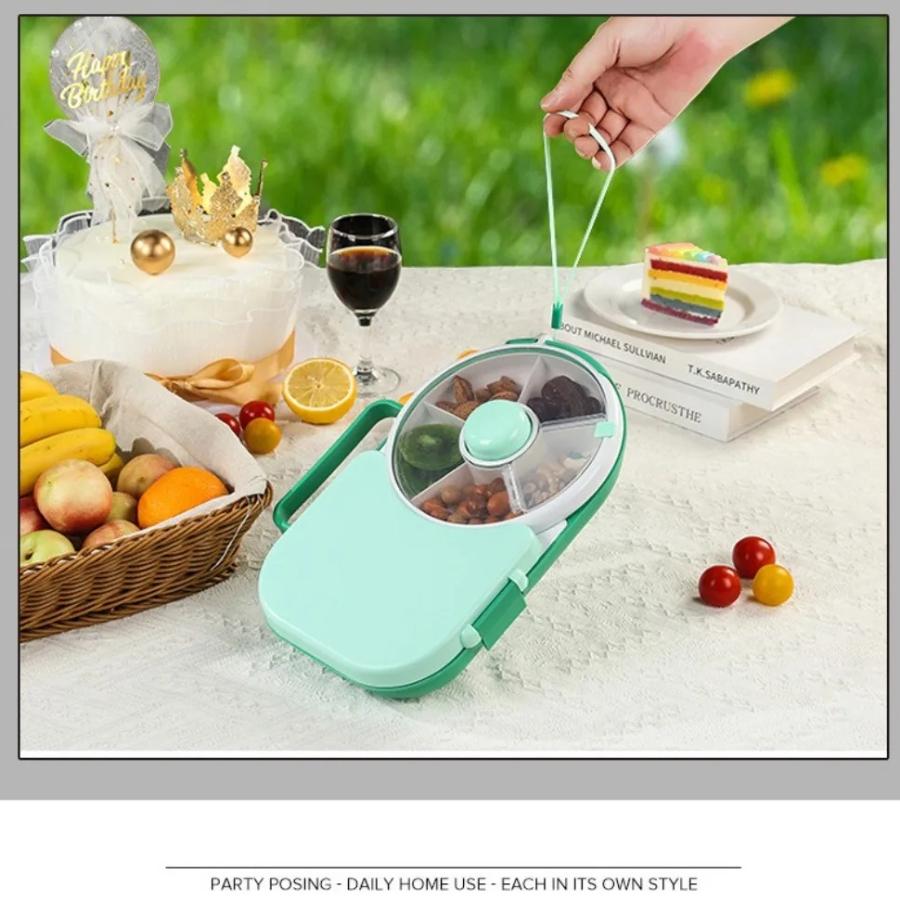 Mittagessenbox Drehbar 5 Fächer Bento Camping Mahlzeitbox Snack-Organizer Auslaufsicherer Deckel Tragbarer Mittagessensbehälter für Erwachsene Kinder Geschenk