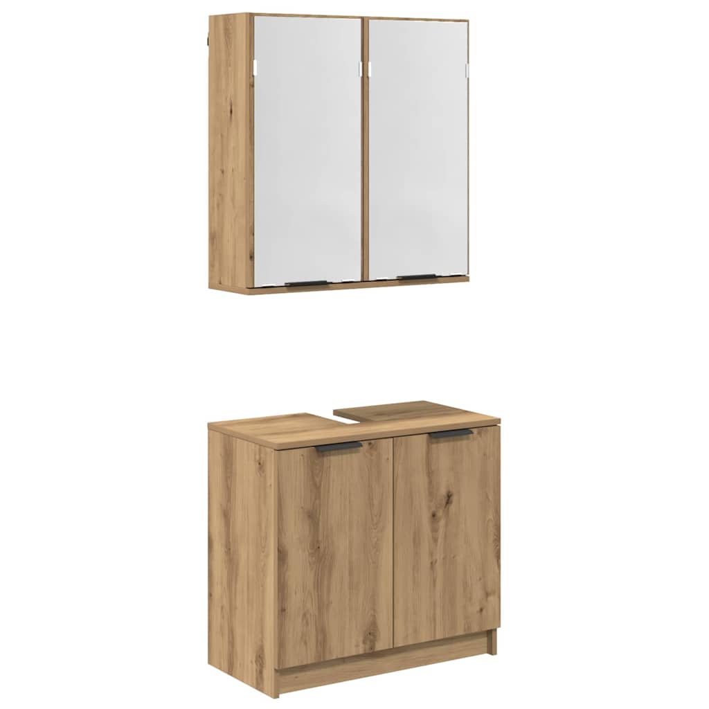 Bathroom Cabinet Set with Shelf Artisan Oak Wood Based Material