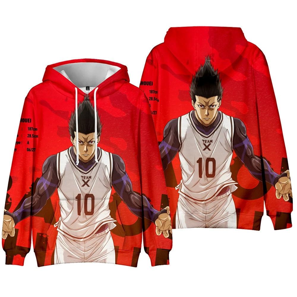 Anime Blue Lock Barou Shouei 3D All-Over Print Hoodie, Zweiseitiger Anime Fußball Charakter Pullover Sweatshirt Lässige Kapuzenpullover Fanartikel