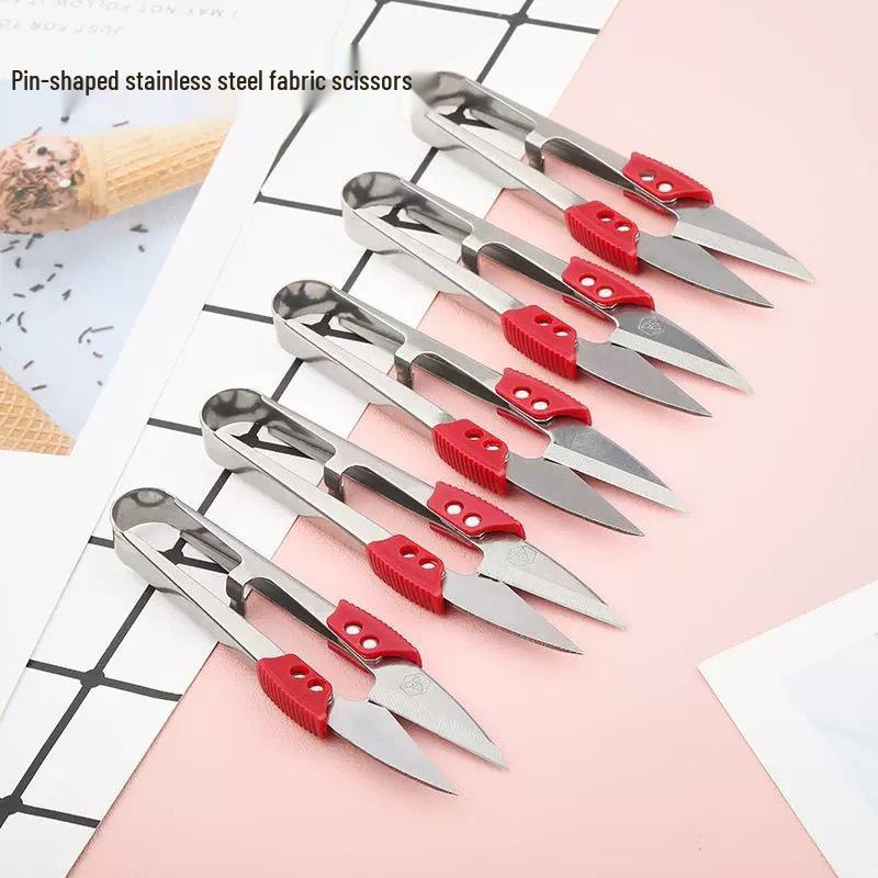 Daikichi U-Shaped Spring Scissors - Stainless Steel, Three-Hole, Small for Thread and Embroidery