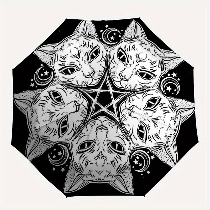 Cats Mandala Themed Eight Rib Automatic Folding Umbrella Is Suitable for Both Men and Women, Making It A Perfect Christmas and Valentine's D