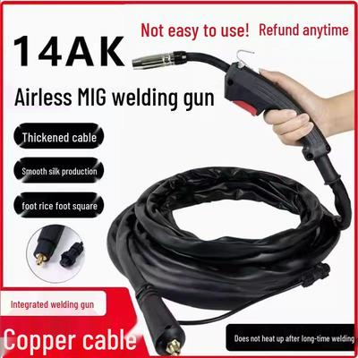 14AK Gasless MIG Welding Gun with Quick-Plug, Three Interface Types, and Leather Outer Skin.