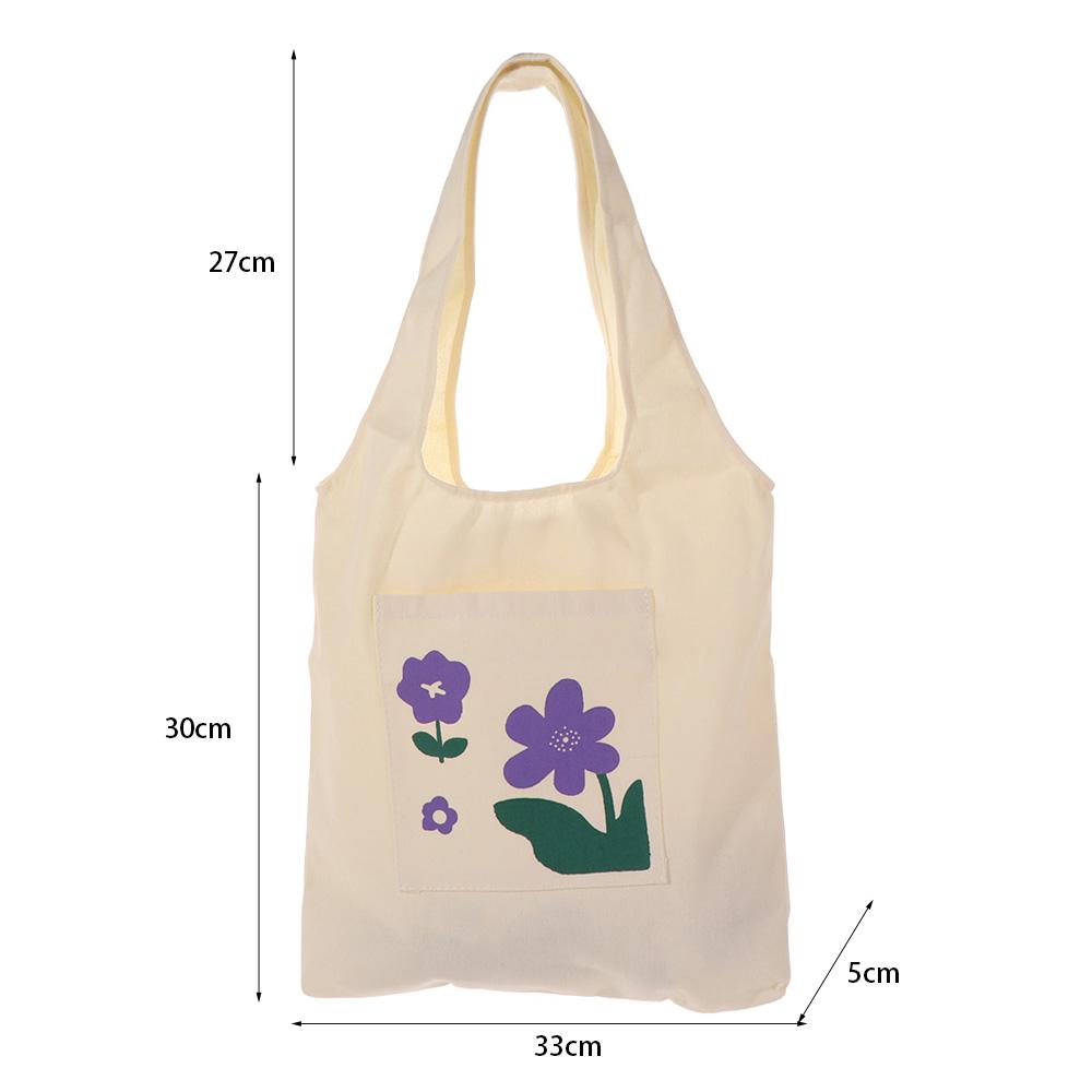 Versatile Flower Tote Bag Large Capacity Women's Armpit Bag Cute Canvas Shoulder Bag Ladies