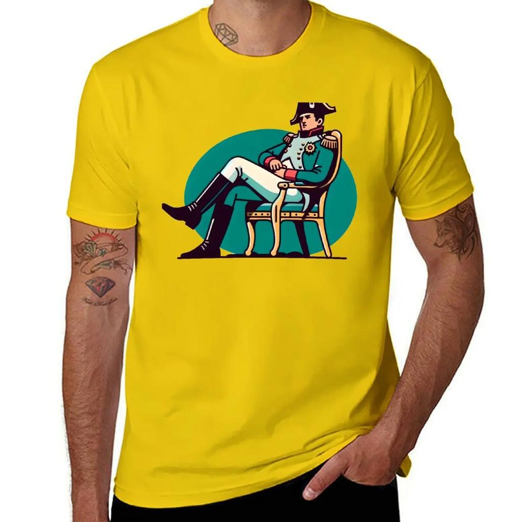 Napoleon Siting On Chair Drawing TShirt Cotton Graphic Tees New Edition Summer Top Anime Figures Mens Tshirts