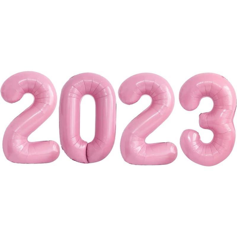 2023 2023 New Year's Eve Holiday Party Supplies Graduation Decoration (Light Pink, 40.64 Cm) Candy Pink Digital Balloon