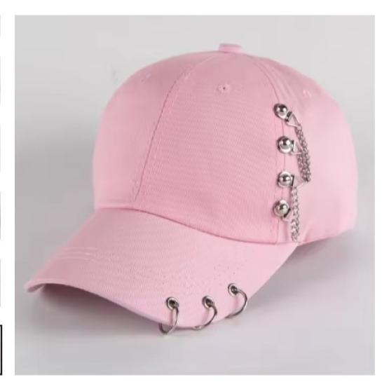 Baseball Cap Hat Metal Ring Chain Spring Summer Autumn Punk Hip Hop Rock Adjustable Unisex Men Women Outdoor Casual Cotton