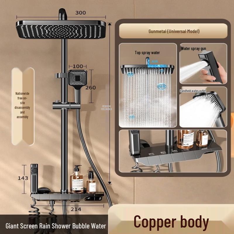 Yuánbīnyánnuò Thermostatic Pressurized Brass Shower System