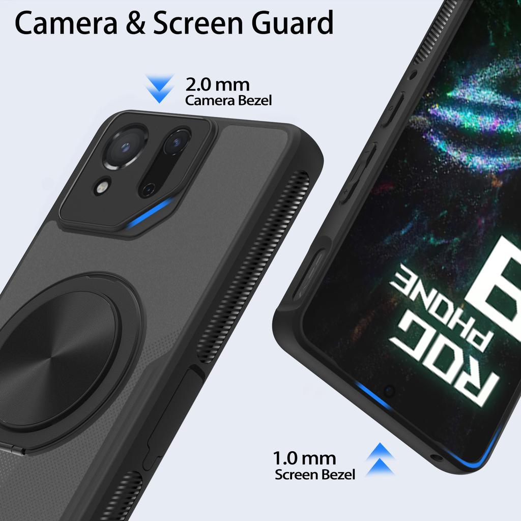 Magnetische Handyhülle für Rog Phone 9 Pro Hülle - 360° drehbarer Ringhalter zur Stressbewältigung, Ständer und integrierte Staubabdeckung