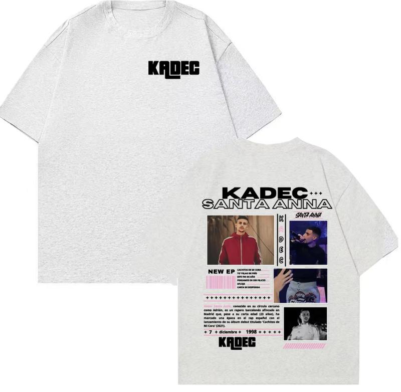 Rapper Kadec Santa Anna Tour 2025 Graphic T Shirts Unisex Unisex Vintage Hip Hop Fashion Tshirt High Quality Comfort Oneck T Shirt