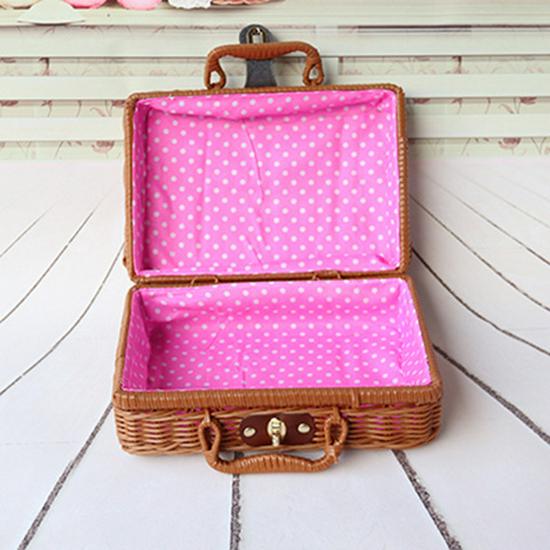 Vintage Rattan Woven Cosmetic & Souvenir Storage Basket Handbag