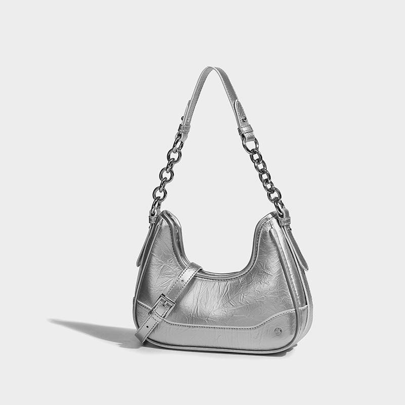 French Niche Underarm Bag Spring Summer Handbag Baguette Bag 2023 New Chain Shoulder Crossbody Bag Crescent Moon Women's Bag