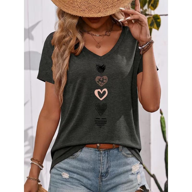 Women's V-neck short-sleeved T-shirt casual fashion