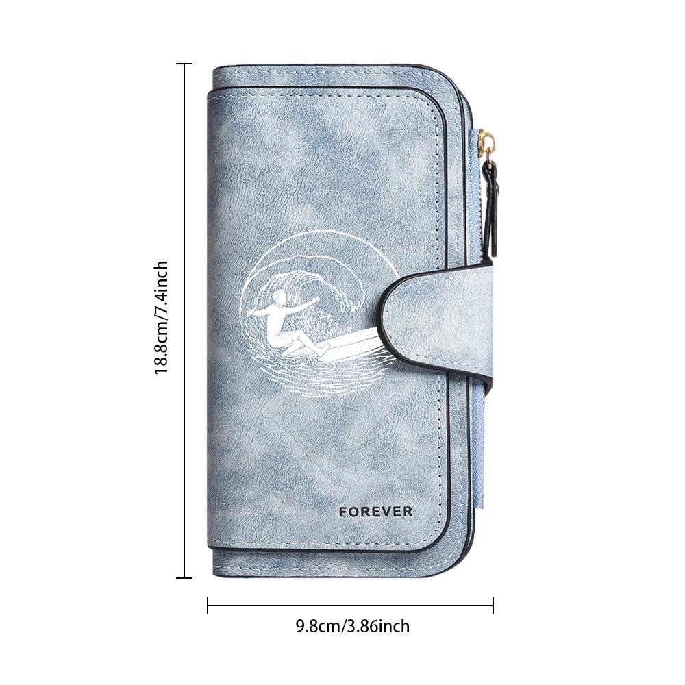 Surf Print Long Wallet Forever Multi Card Holder Fashion Purse for Daily Use