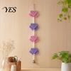 Bohemian Wandkunst Geflochtene Dreiecke Wandteppich mit Glocke, Hängender Geometrischer Wandteppich, Geknotetes Seil Handgewebte Wimpelkette Holzperlen für Zuhause Kinderzimmer