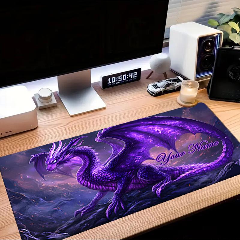 1PC Custom Name Purple Dragon Fantasy Art Mouse pad, keyboard and mouse desk pad, for computer notebook Birthday Gift For Any Room Or Office