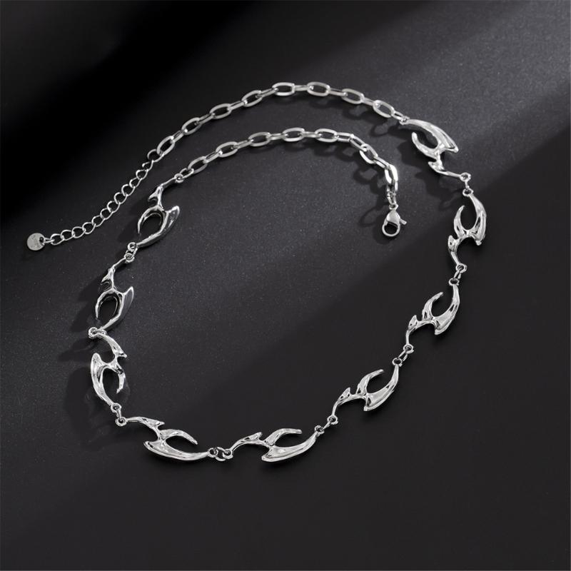 Irregular Wavy Chain Necklace Adjustable Length Neckchain Unisex Choker Ornament Trendy Accessory for Fashion Lovers
