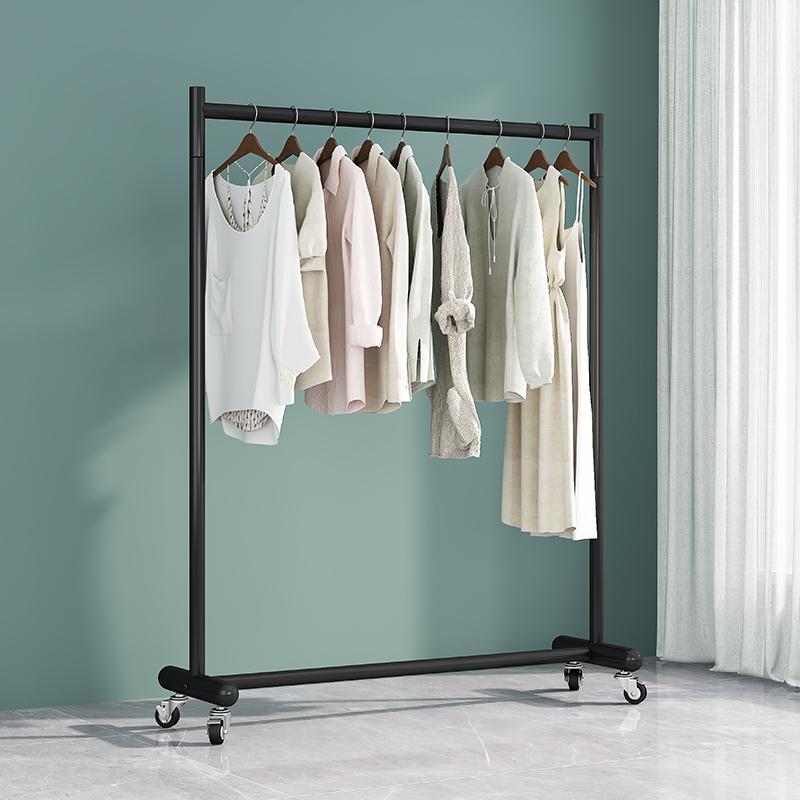 Adjustable Floor-Standing Clothing Rack with Wheels for Women's and Children's Wear