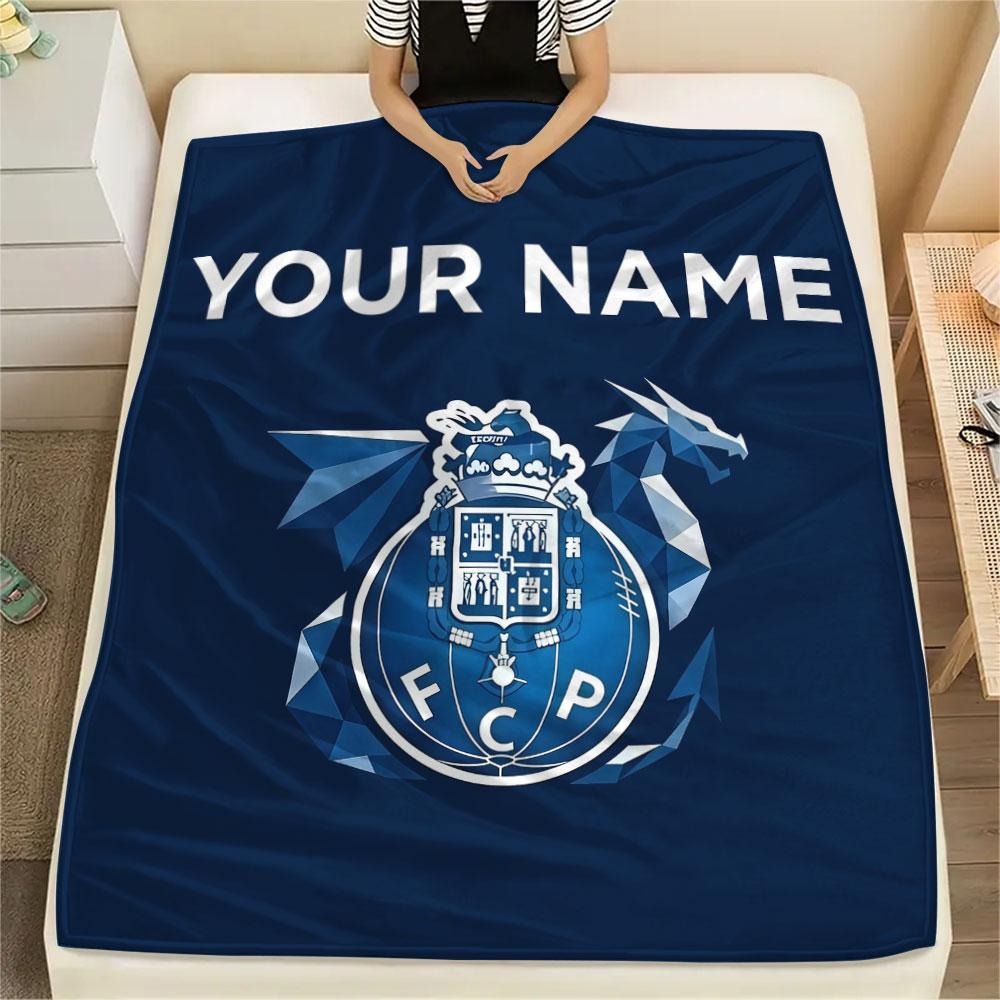 Custom Name,FC Porto Printed Flannel Blanket, soft throw for bedroom sofa, washable, Christmas present, great gift.