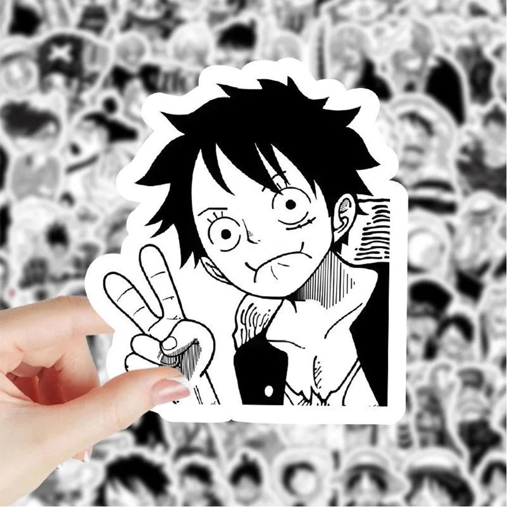 10/30/50/100pcs Black White Anime Luffy Zoro Stickers Cartoon ONE PIECE Decals DIY Skateboard Car Cool Manga Graffiti Sticker