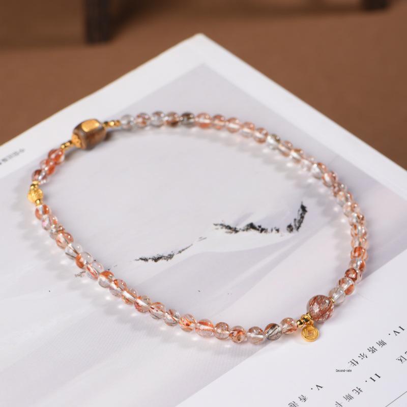 Women's Black Gold Super Seven Crystal Sandalwood Bracelet with Pixiu Charm, Red Rutilated Quartz; Stackable for Wealth & Good Luck.