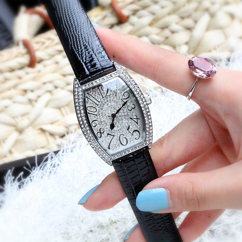 Counter Fashion Digital Face Wine Barrel Watch Women With Quartz Full Diamond Tide Watch