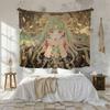Vintage Starry Anime Girl Wall Tapestry Retro Japanese Floral Goddess Wall Hanging Bedroom Dorm Home Decor