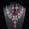 Fashion Necklace And Earrings Set - Leaf And Droplet Wedding Set - Bride's Jewelry Set