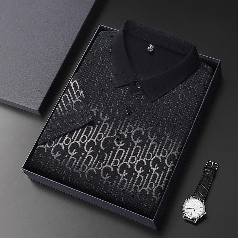 Men's Business Casual Short Sleeved Printed Polo Shirt Fashionable Breathable Comfortable and Versatile Top