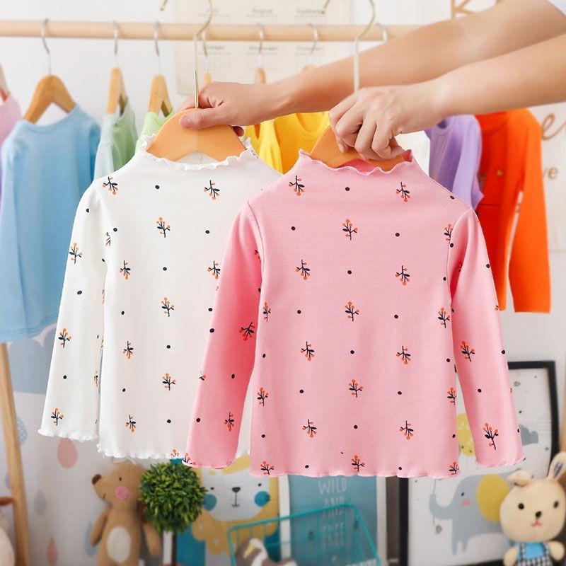 Cotton Baby Girls T-Shirt Long Sleeve Kids Turtleneck Bottoming TShirts Tops Clothes for Spirng Autumn