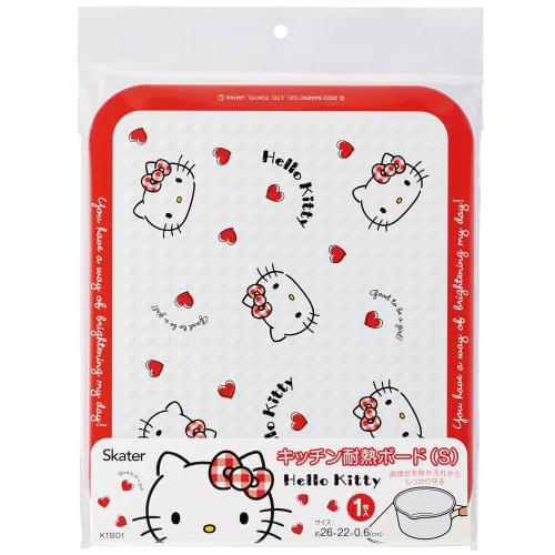 Skater Kitchen Heat-Resistant Board, Small, 26 x 22 cm, Hello Kitty Red Heart, Sanrio, KTBO1-A