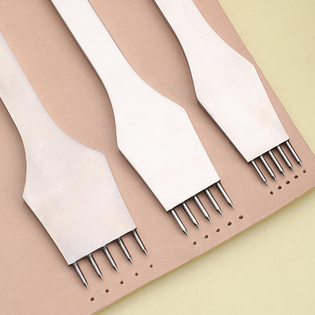 Leather Craft Hole Punches Tool 2/5/7 Prong Leather Punches Lacing Stitching Chisel Set Leather Craft Tool 3mm 4mm 5mm